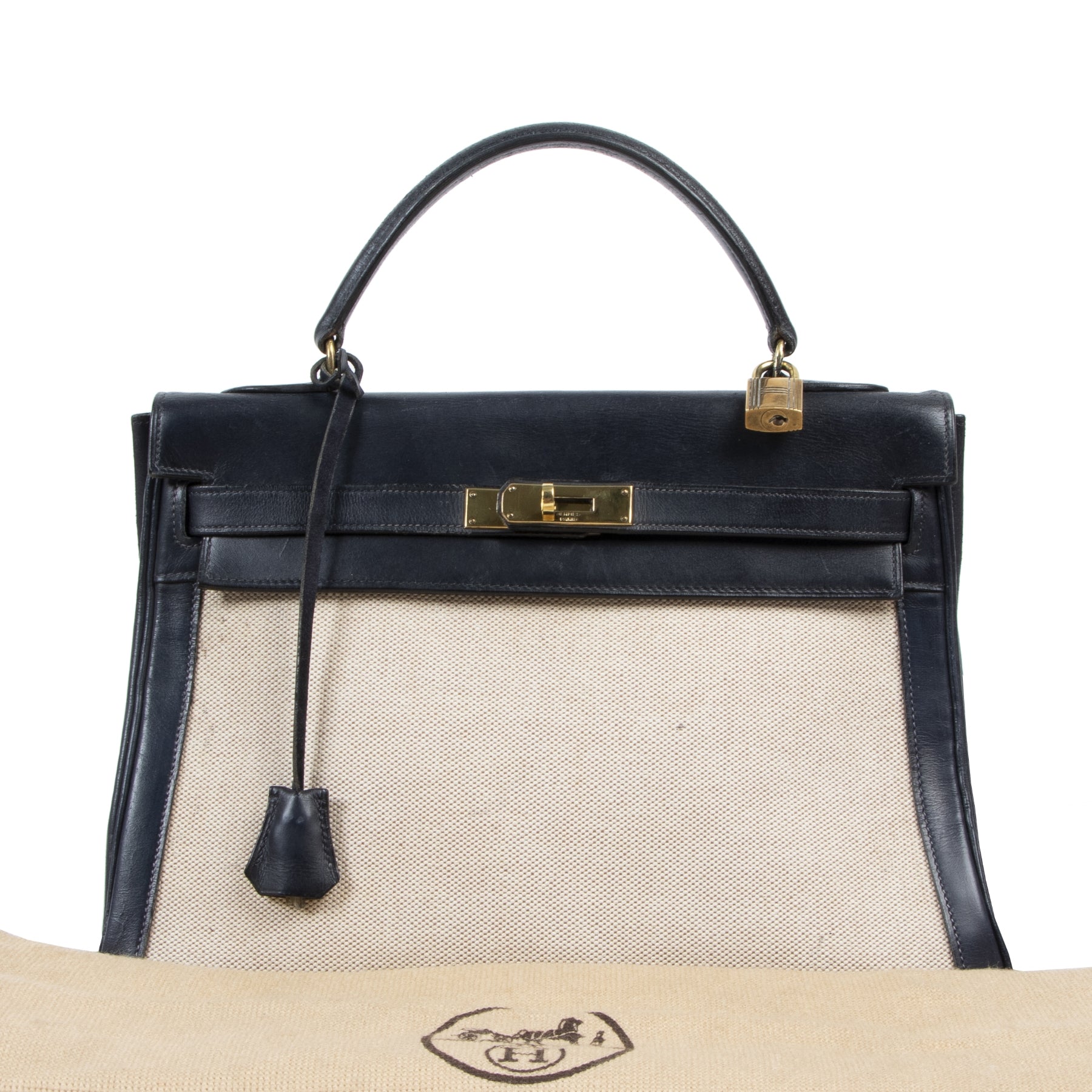 Hermès Kelly 32 Toile Blue Marine vintage hermes kelly bags for the best price