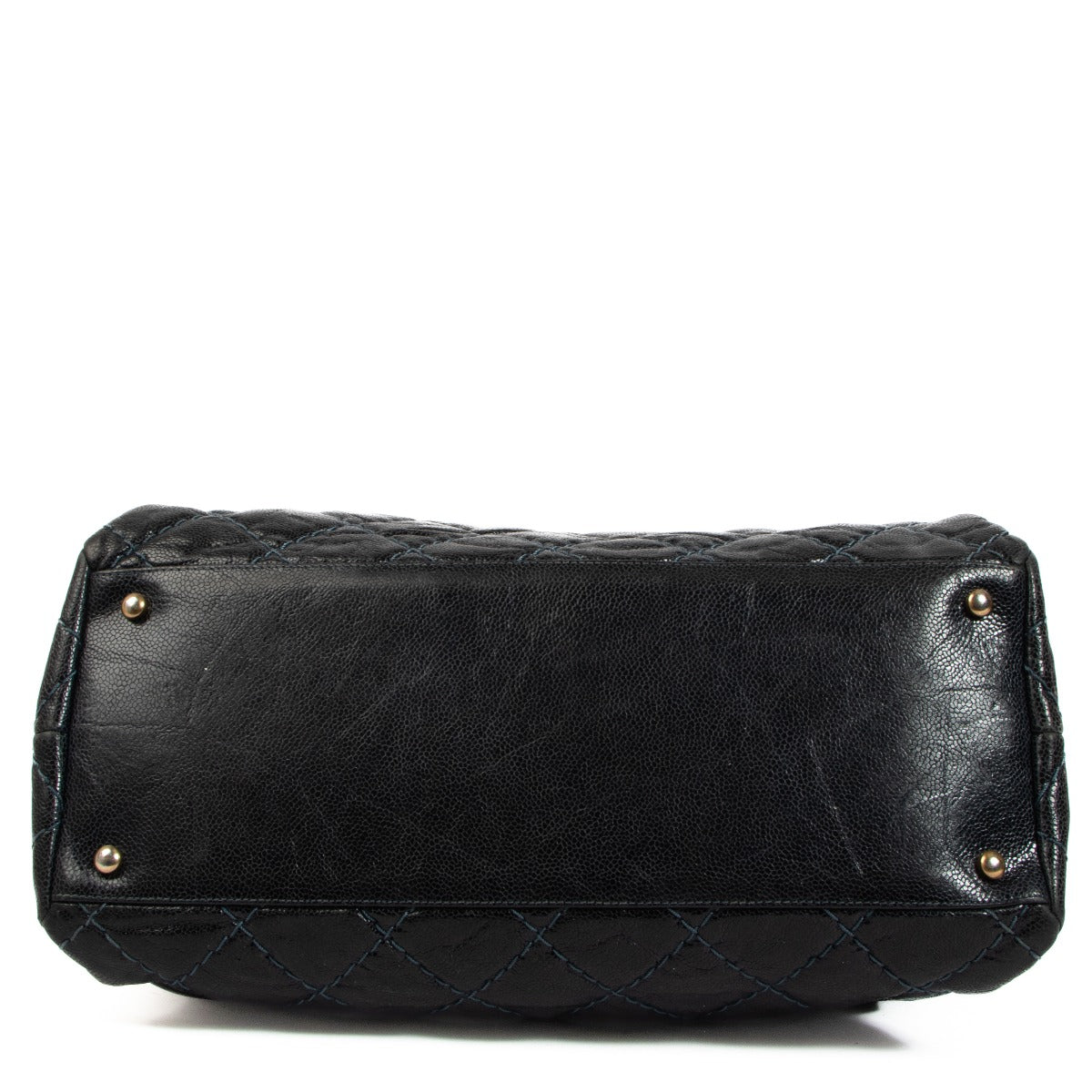 Chanel Blauw Geglazuurd Kaviaarleer Coco Pleats Tote Bag