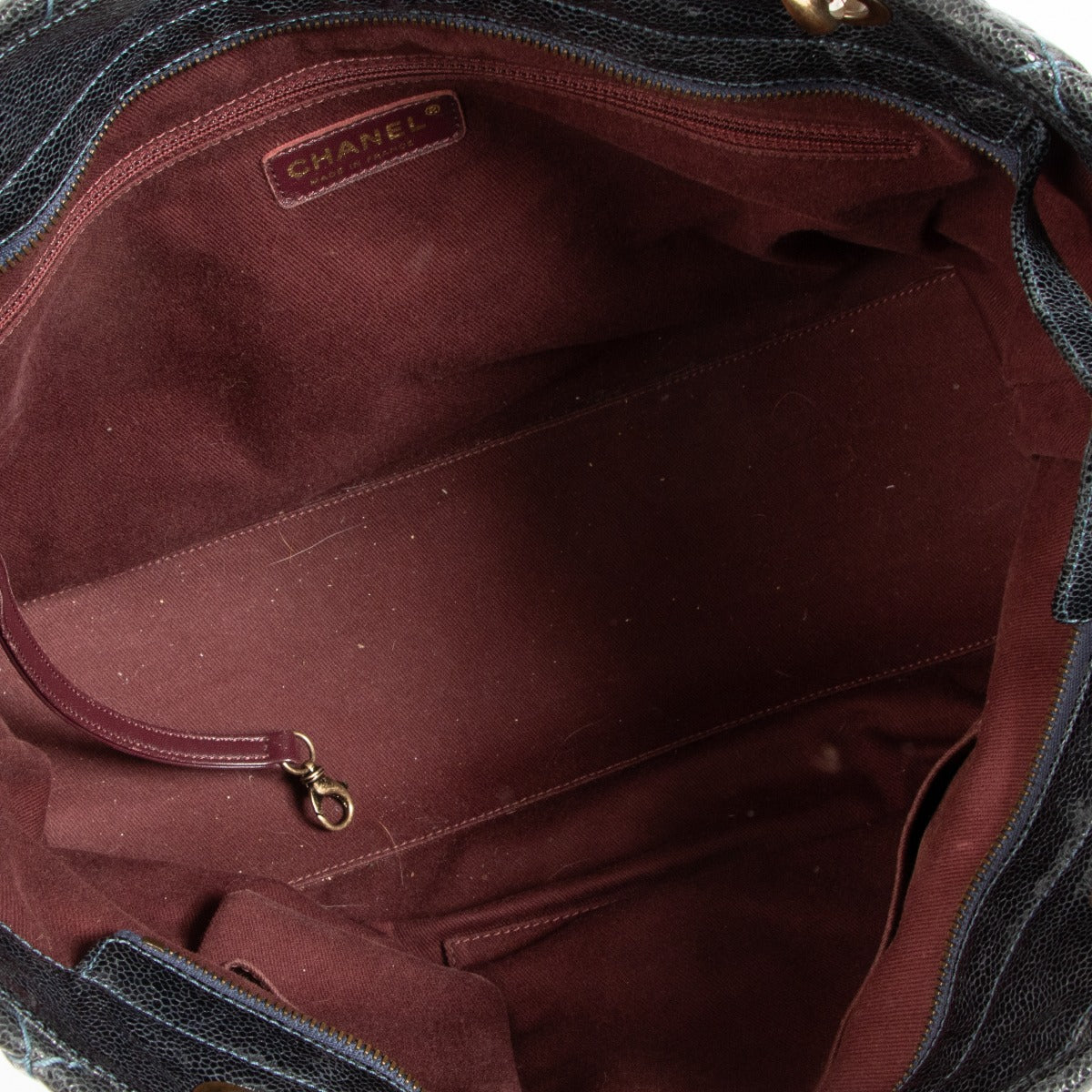 Chanel Blauw Geglazuurd Kaviaarleer Coco Pleats Tote Bag