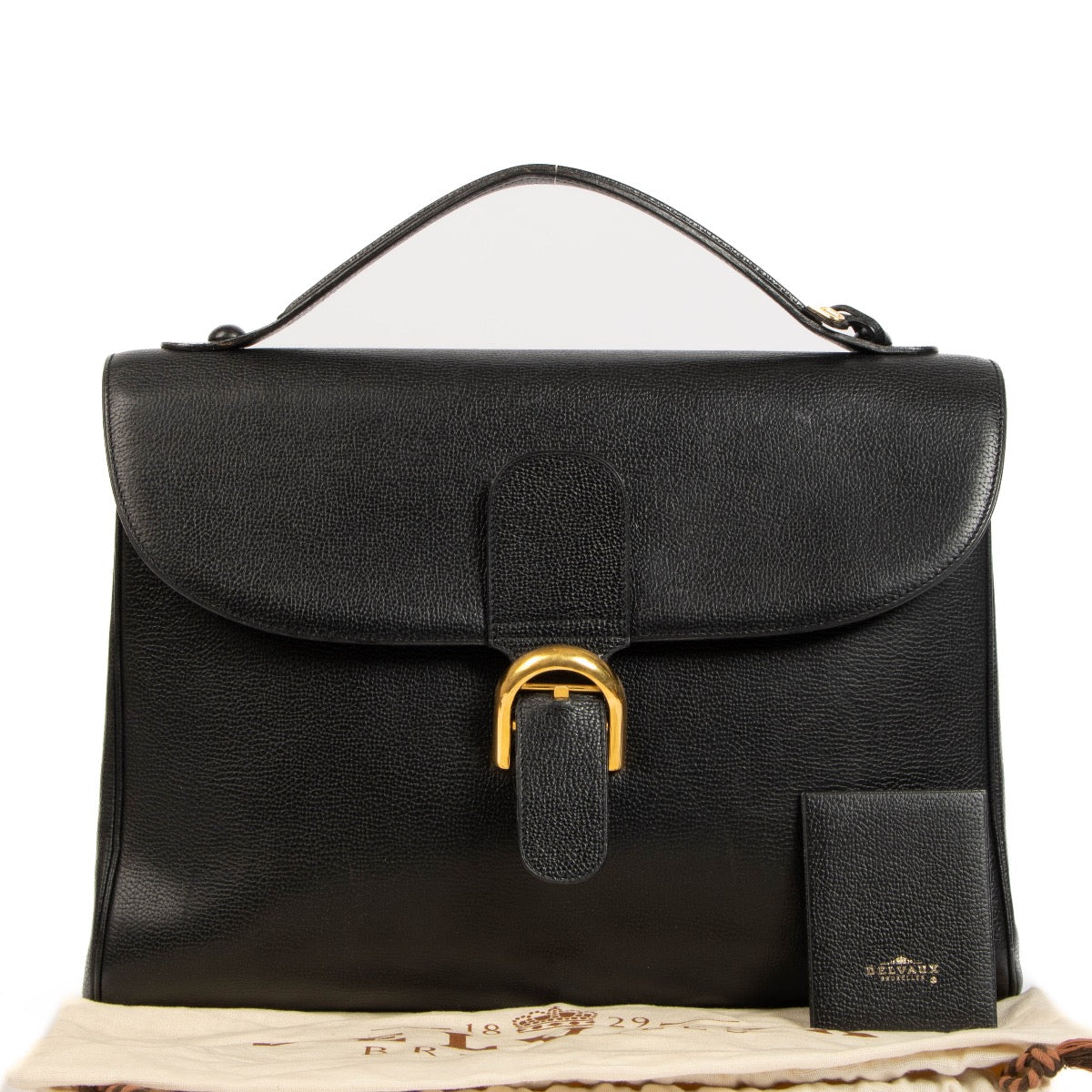 Delvaux Black Leather Brillant Briefcase Travel Bag