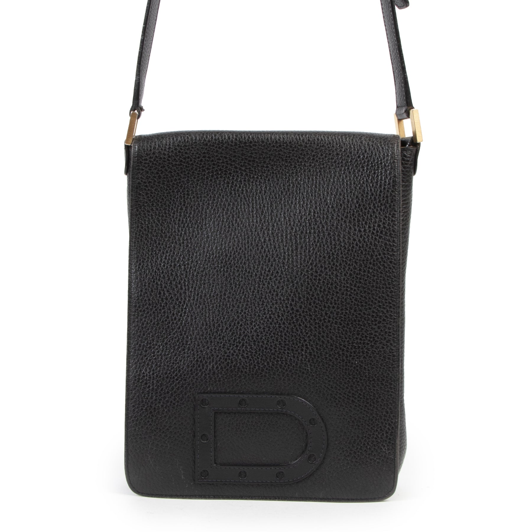 Delvaux Black Leather Louise Baudrier PM Bag