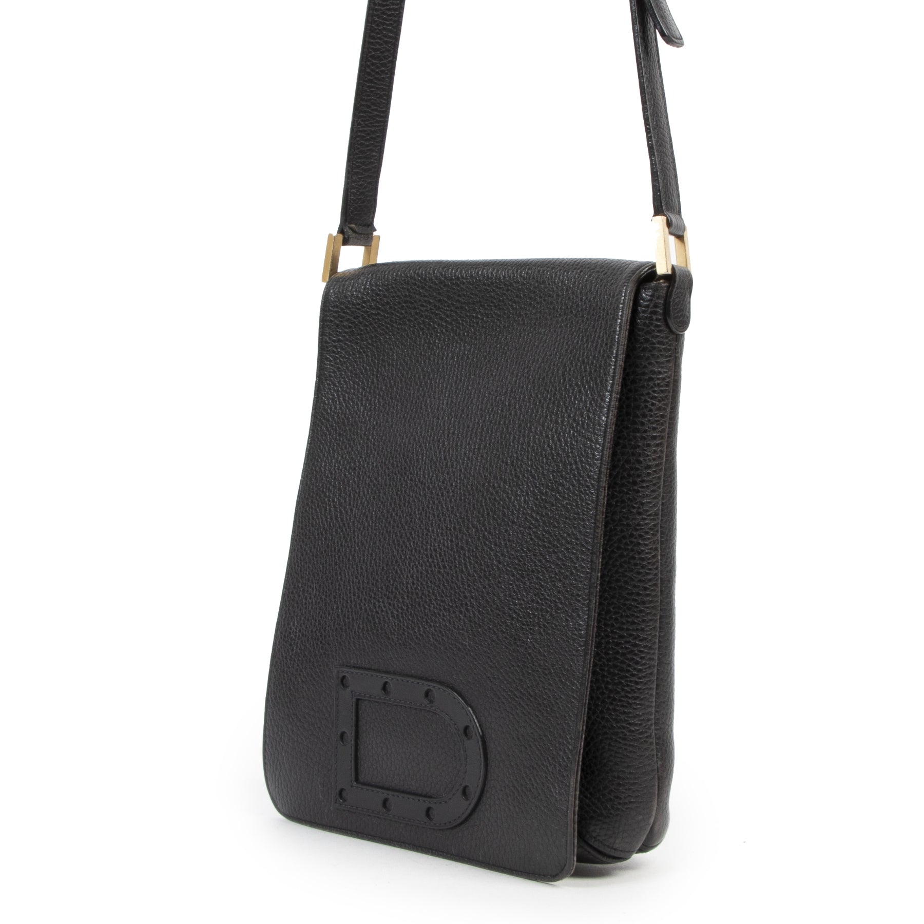 Delvaux Black Leather Louise Baudrier PM Bag