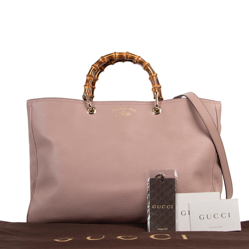 Gucci dusty pink bamboo top handle