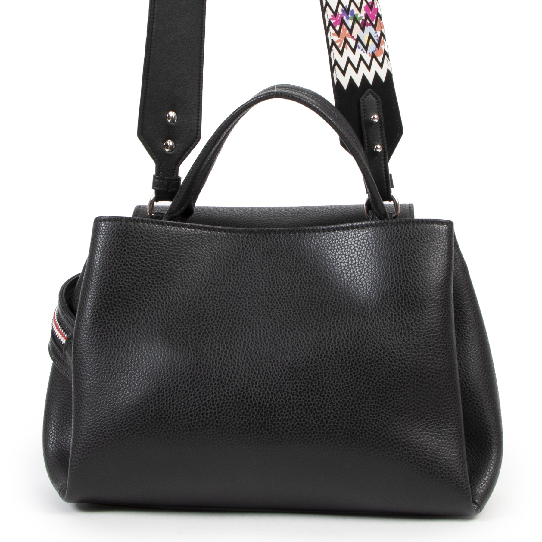 Authentieke Tweedehands Hogan Black Leather Zipper Shoulder Bag juiste prijs veilig online shoppen luxe merken webshop winkelen Antwerpen België mode fashion