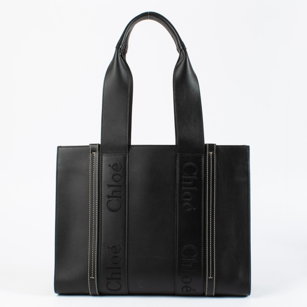 Chloé Black Leather Woody Tote Bag
