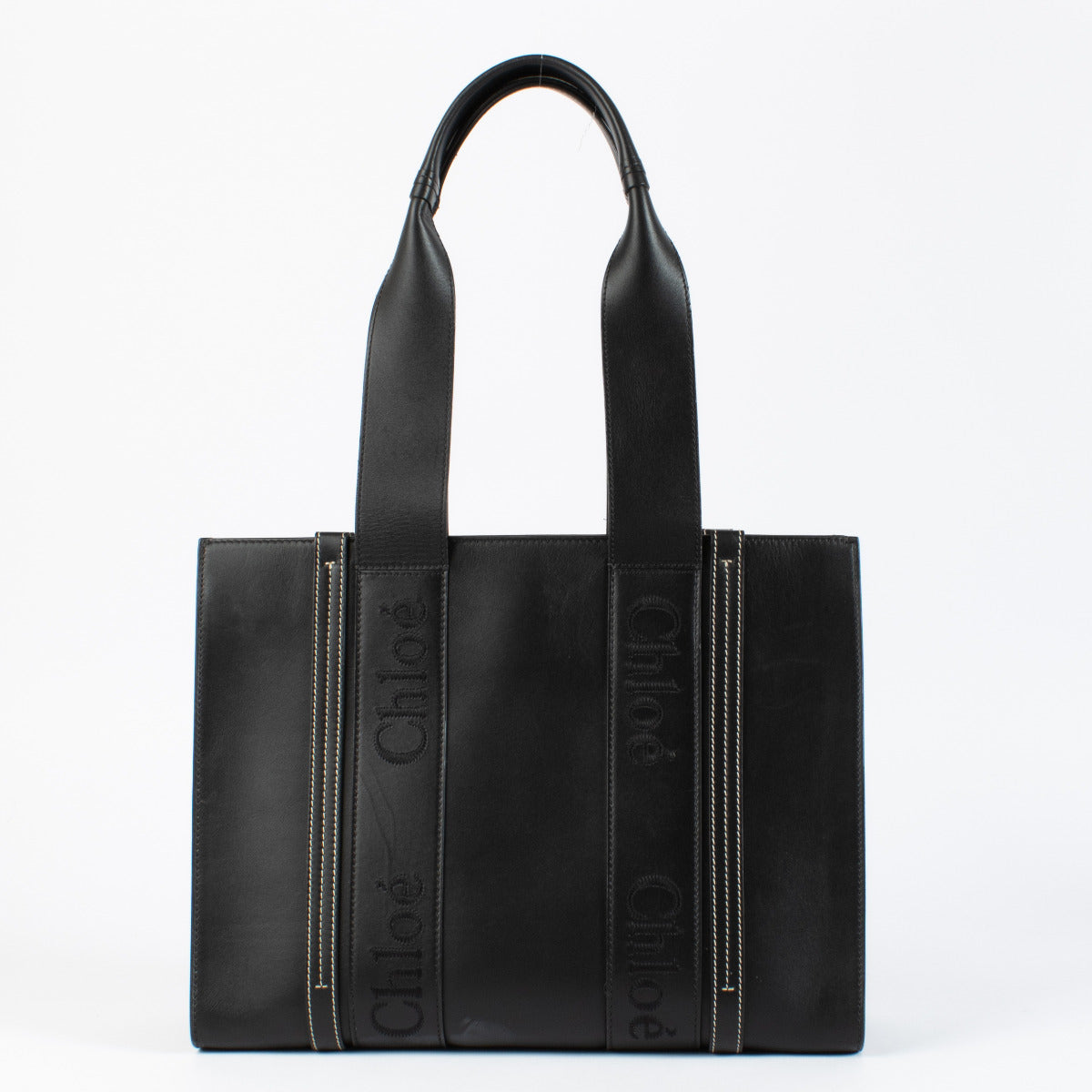 Chloé Black Leather Woody Tote Bag