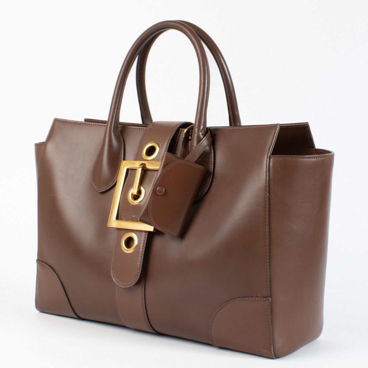 Gucci Brown Buckle Tote Bag