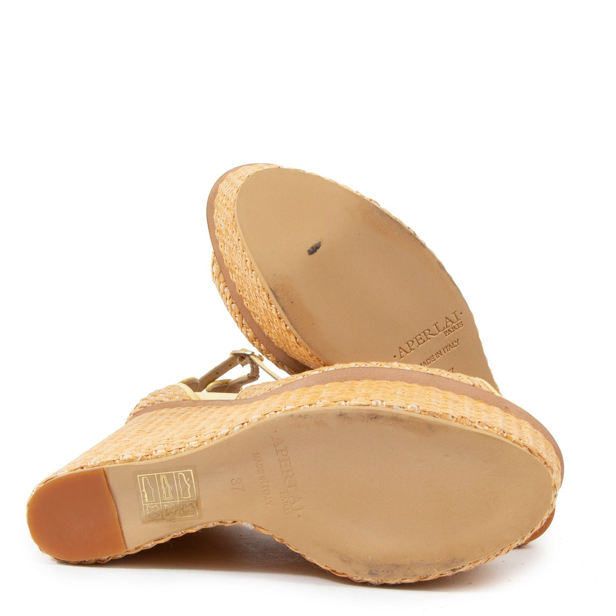 Sandales compensées Aperlai jaune jonc – Taille 37