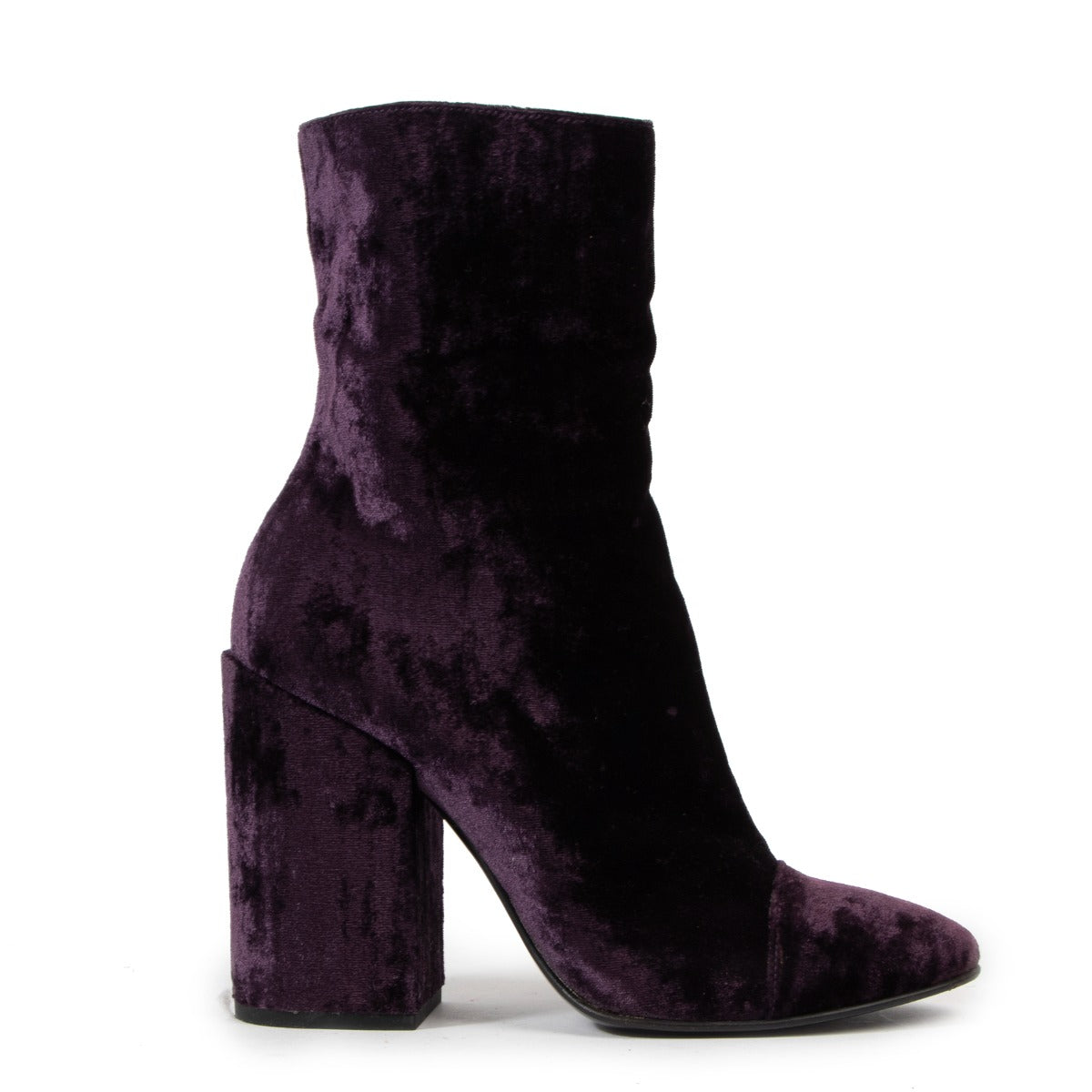 Dries Van Noten Purple Crushed Velvet Boots - Size 38