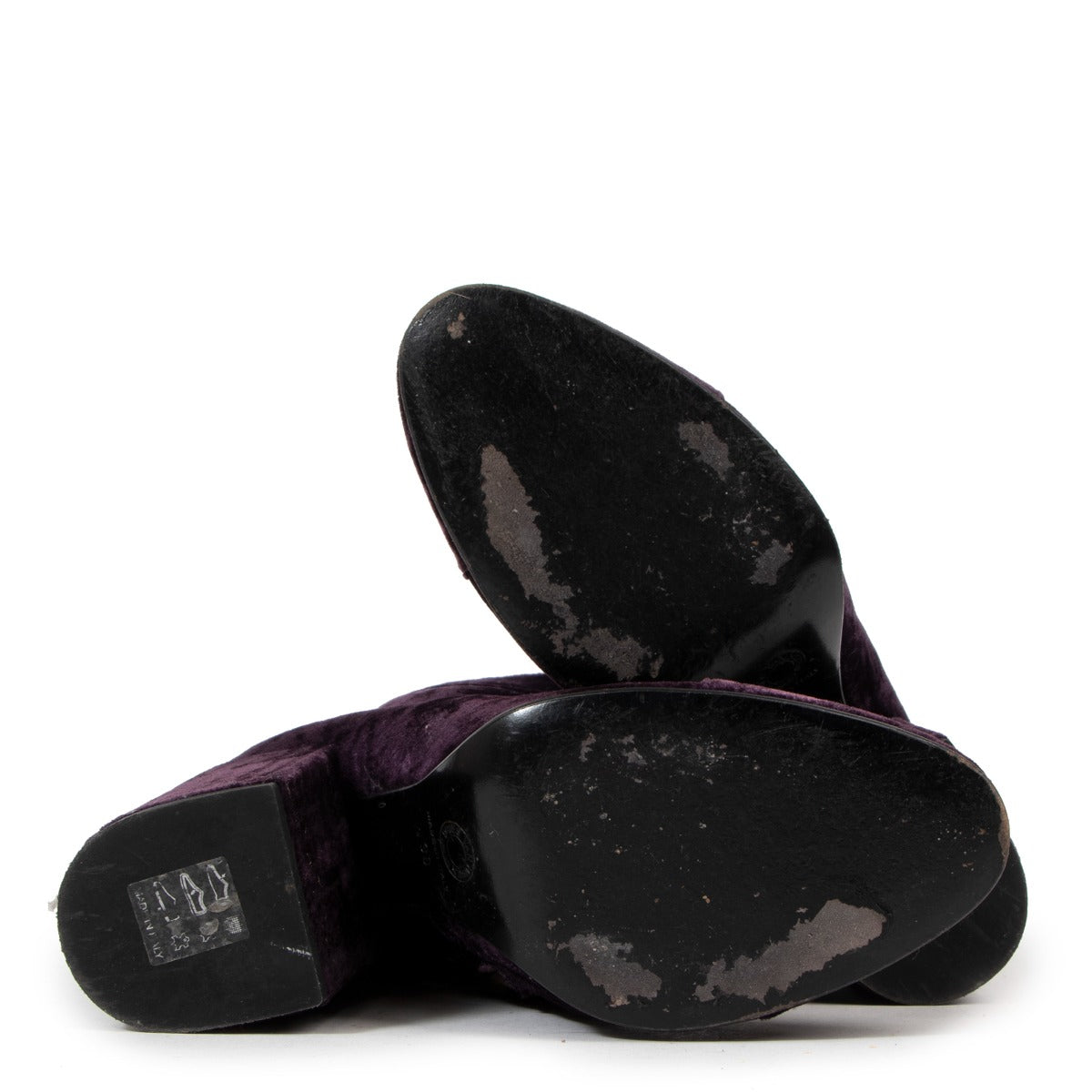 Dries Van Noten Purple Crushed Velvet Boots - Size 38