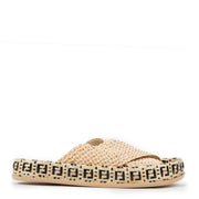 Fendi FF Reflection Raffia Slide Sandals