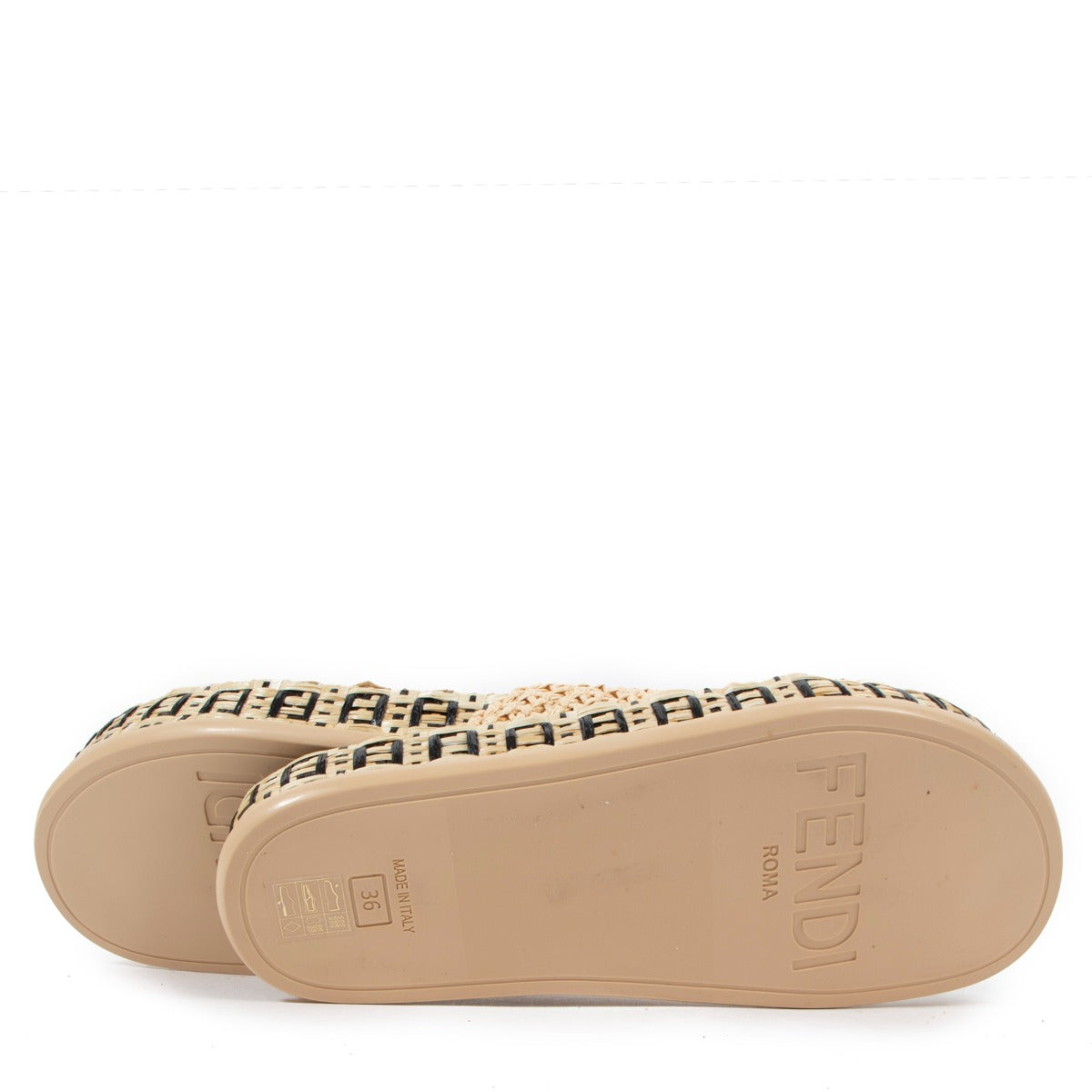 Sandales à enfiler Fendi FF Reflection en raphia - Taille 36