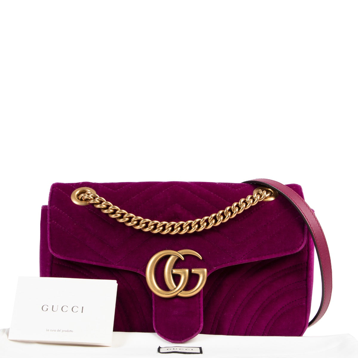 Shop safe online authentic Gucci Purple Velvet Marmont Mini Shoulder bag in very good condition at labellov.Com.