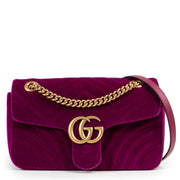 Shop safe online authentic Gucci Purple Velvet Marmont Mini Shoulder bag in very good condition at labellov.Com.