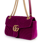 Shop safe online authentic Gucci Purple Velvet Marmont Mini Shoulder bag in very good condition at labellov.Com.