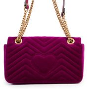 Shop safe online authentic Gucci Purple Velvet Marmont Mini Shoulder bag in very good condition at labellov.Com.