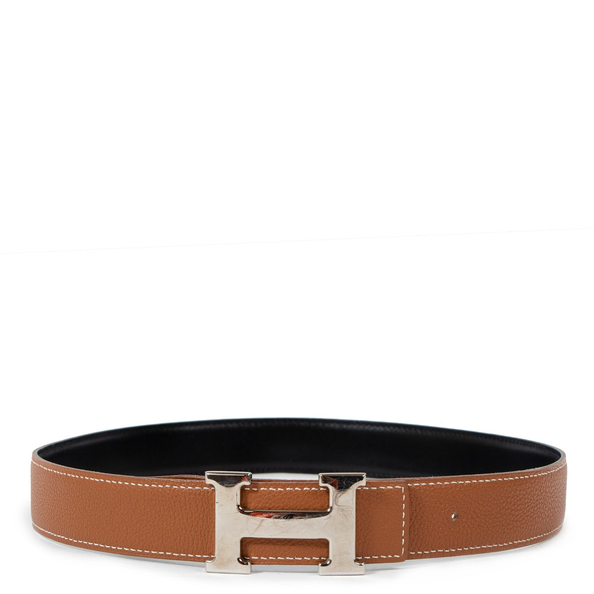 Hermès H Buckle Gold Courchevel/Black Chamonix Reversible Constance Belt