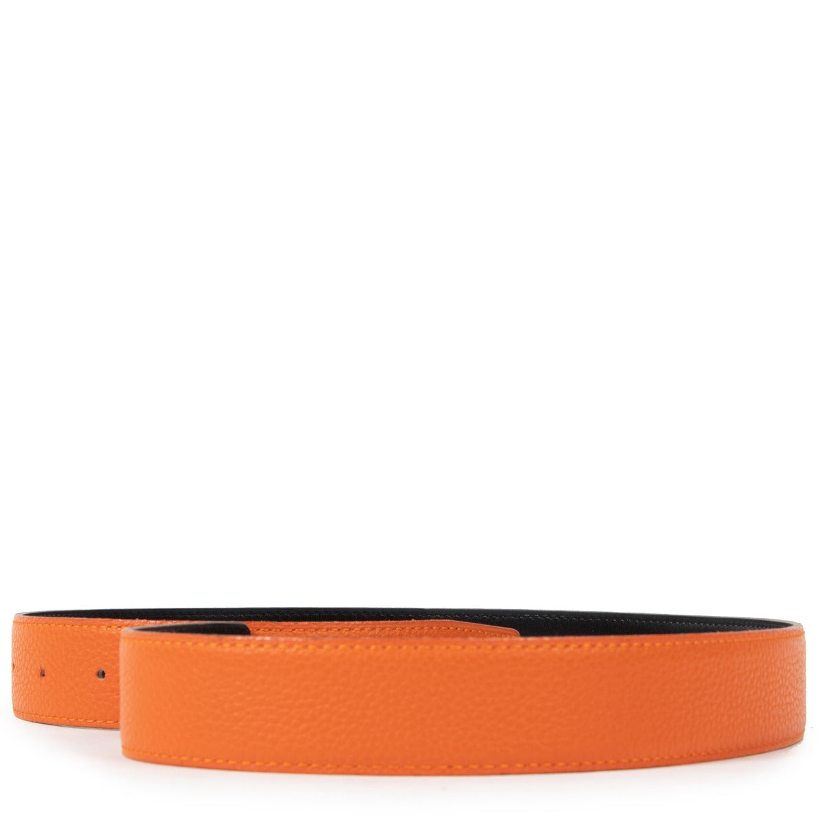 Hermès Reversible Orange/Black Togo and Tadelakt Belt Strap