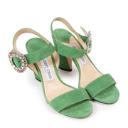 Shop safe online at Labellov in Antwerp this 100% authentic second hand Jimmy Choo Green Suede Mischa 85 Sandals - size 37