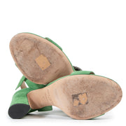 Shop safe online at Labellov in Antwerp this 100% authentic second hand Jimmy Choo Green Suede Mischa 85 Sandals - size 37
