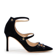 Shop safe online at Labellov in Antwerp these 100% authentic second hand Jimmy Choo Blue Velvet Lacey 85 Pumps - size 37,5