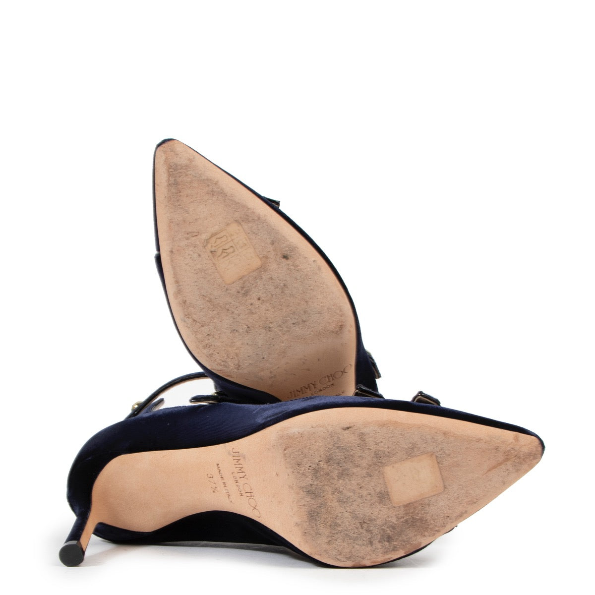 Shop safe online at Labellov in Antwerp these 100% authentic second hand Jimmy Choo Blue Velvet Lacey 85 Pumps - size 37,5