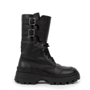 Miu Miu Double Buckle Lace-up Combat Boots