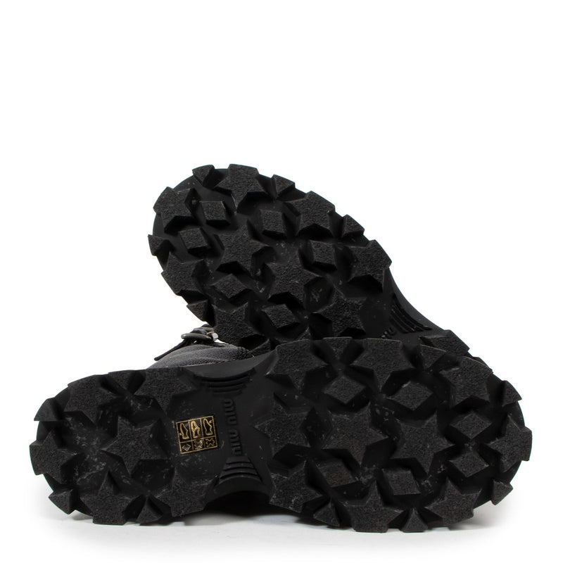 Miu Miu Double Buckle Lace-up Combat Boots - Size 37,5