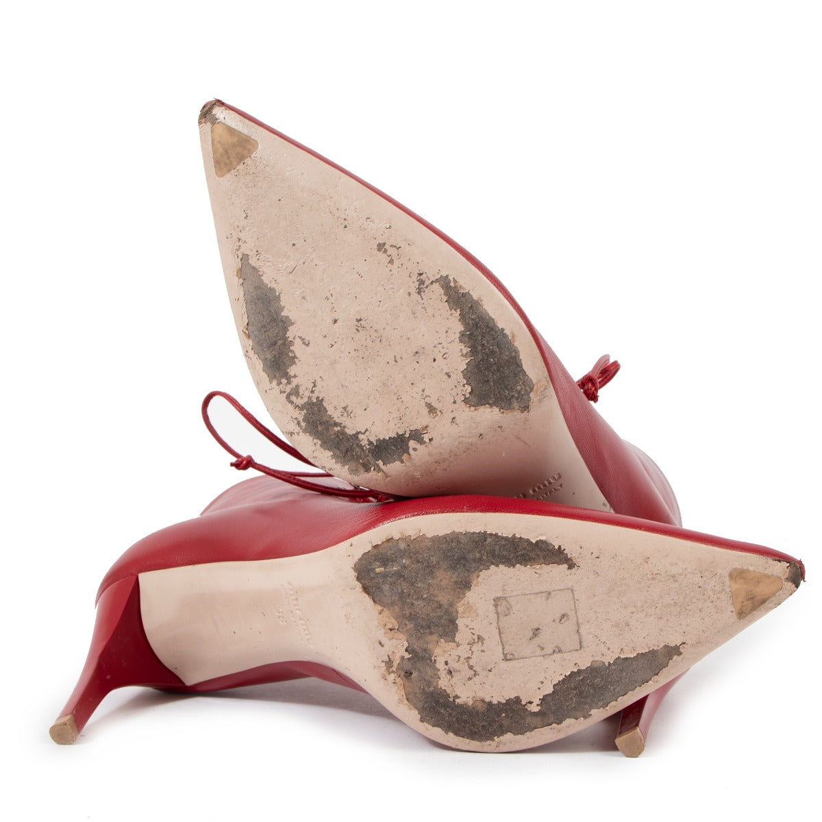 Bottines à lacets en cuir rouge Miu Miu - Taille 38