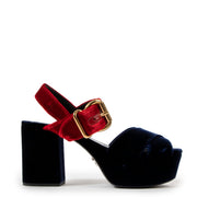 Prada Blue Velvet Platform Sandals