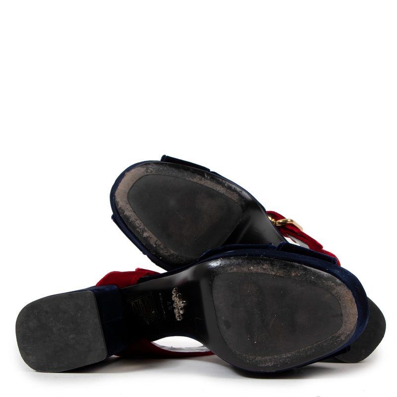 Prada Blue Velvet Platform Sandals - Size 37
