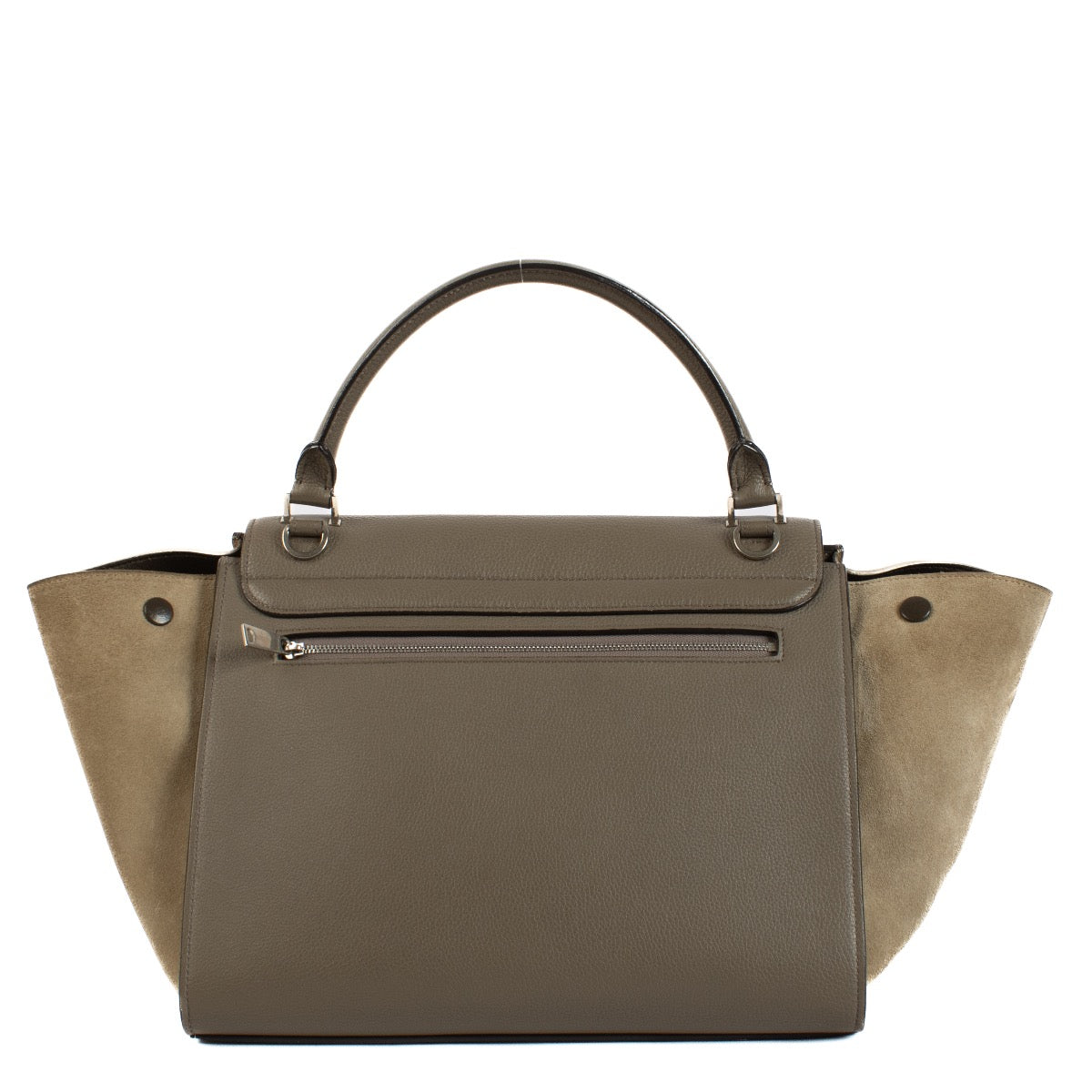 Shop safe online at Labellov in Antwerp, Brussels and Knokke this 100% authentic second hand Céline Taupe Leather & Suede Small Trapeze Shoulder Bag