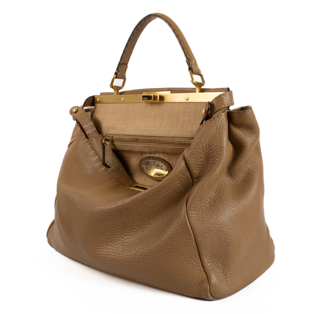 Shop safe online at Labellov in Antwerp, Brussels and Knokke this 100% authentic second hand Fendi Camel Peekaboo Large Bag