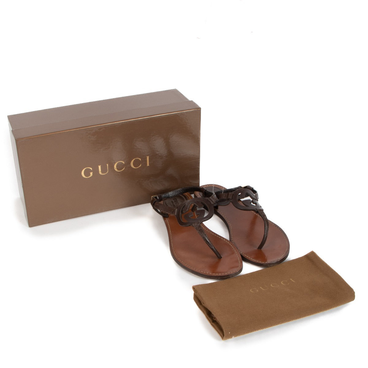 Gucci Brown GG Sandals