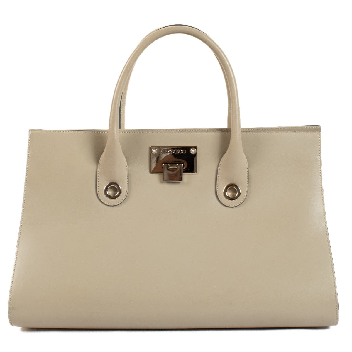 Shop safe online at Labellov in Antwerp, Brussels and Knokke this 100% authentic second hand Jimmy Choo Beige Leather Riley Tote Bag
