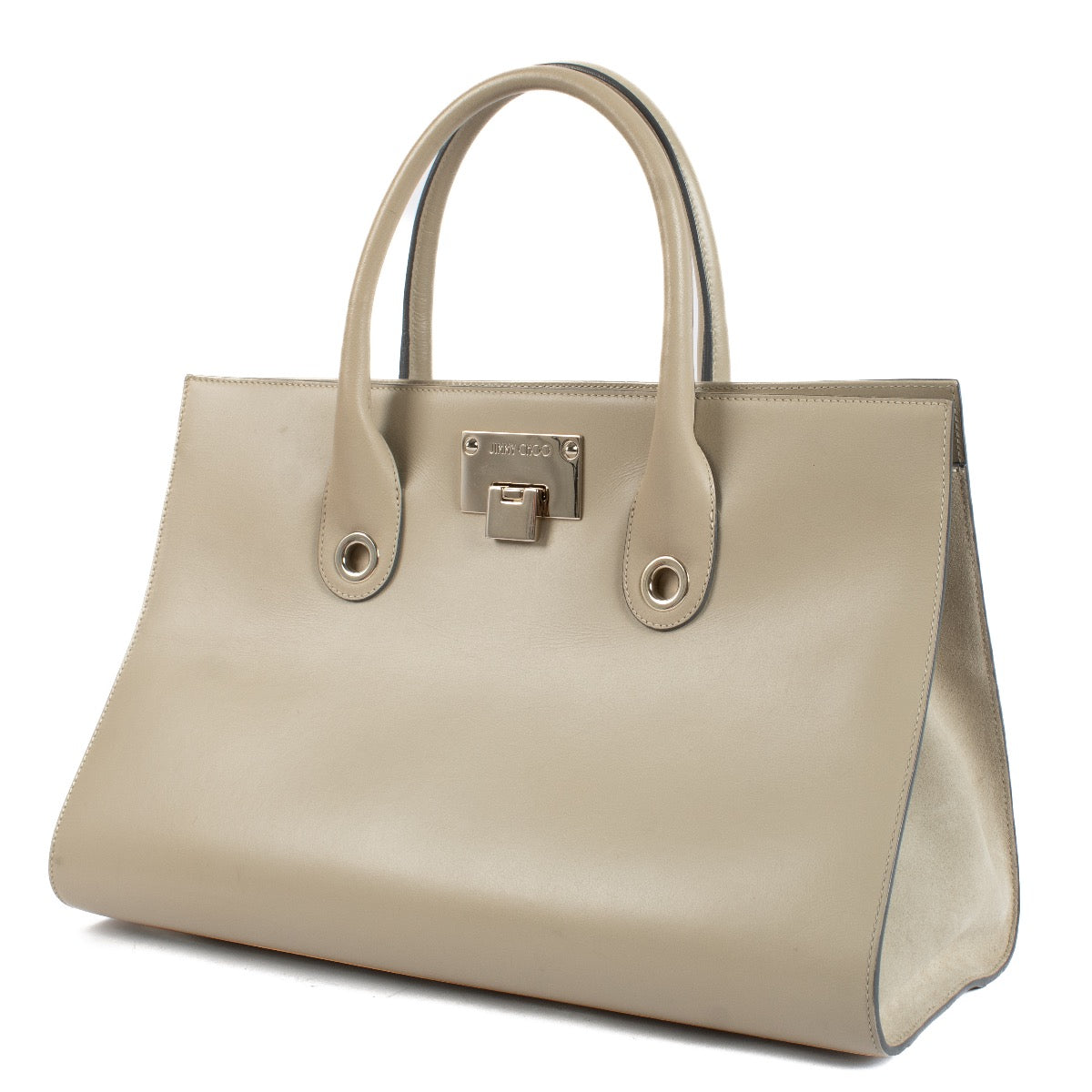 Shop safe online at Labellov in Antwerp, Brussels and Knokke this 100% authentic second hand Jimmy Choo Beige Leather Riley Tote Bag