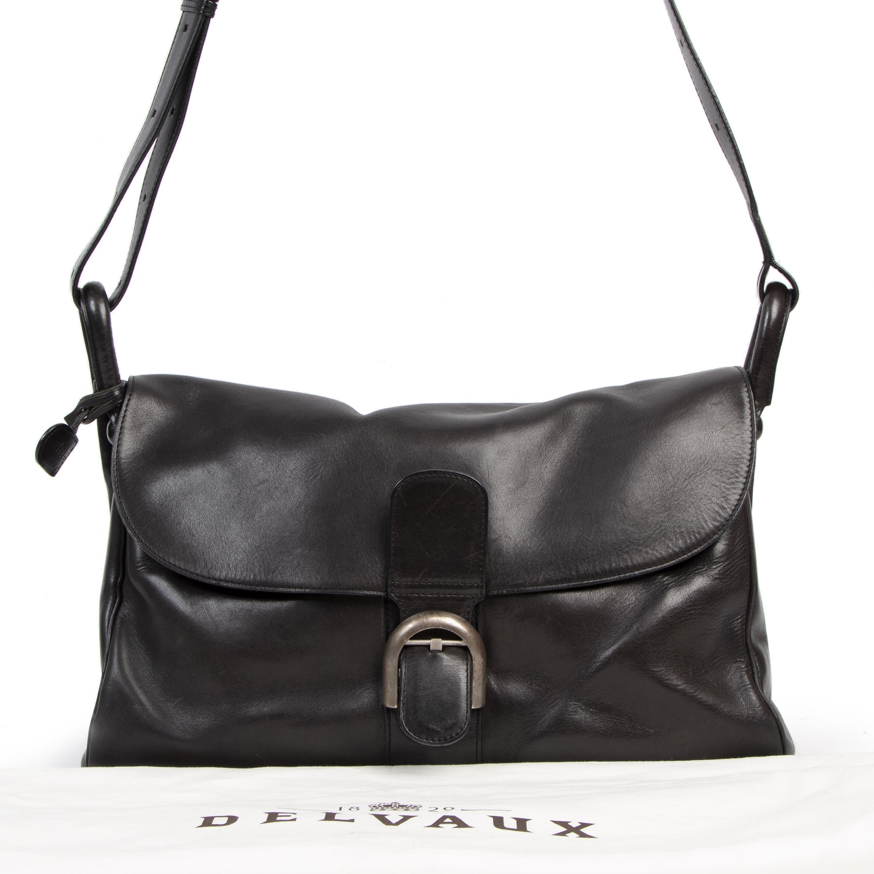 Authentic second-hand vintage Delvaux Black Brillant Besace Shoulder Bag buy online webshop LabelLOV