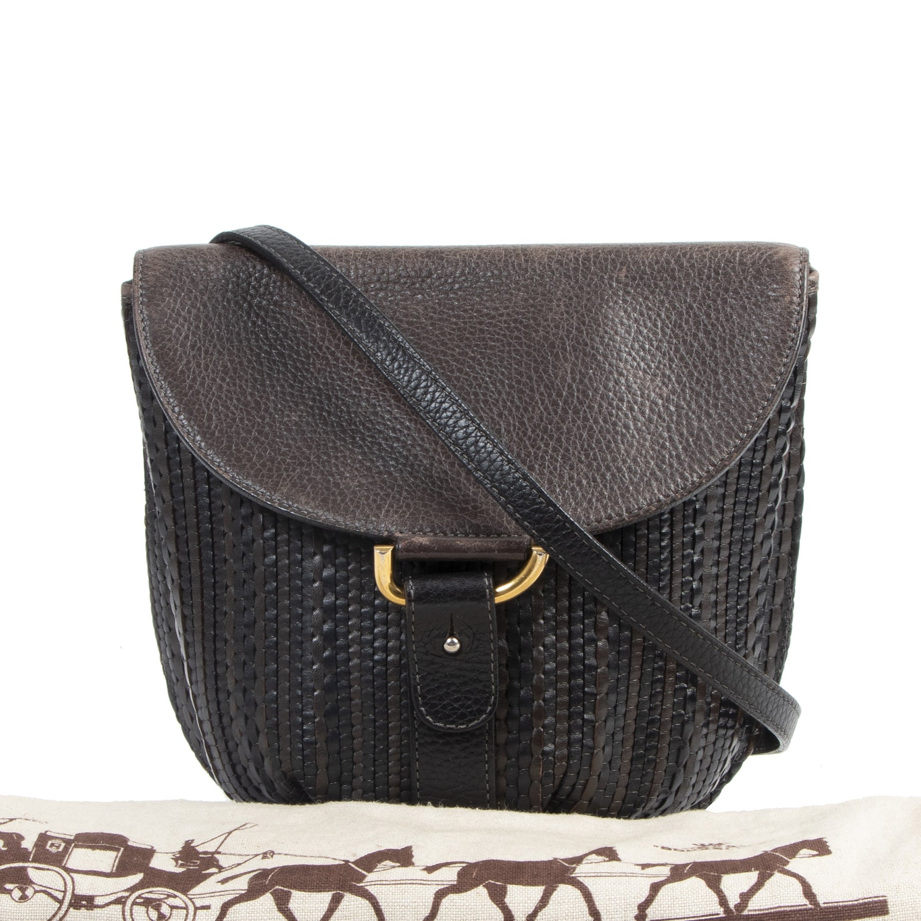 Authentic secondhand Delvaux Brown Toile de Cuir Crossbody Bag designer bags fashion luxury vintage webshop safe secure online shopping