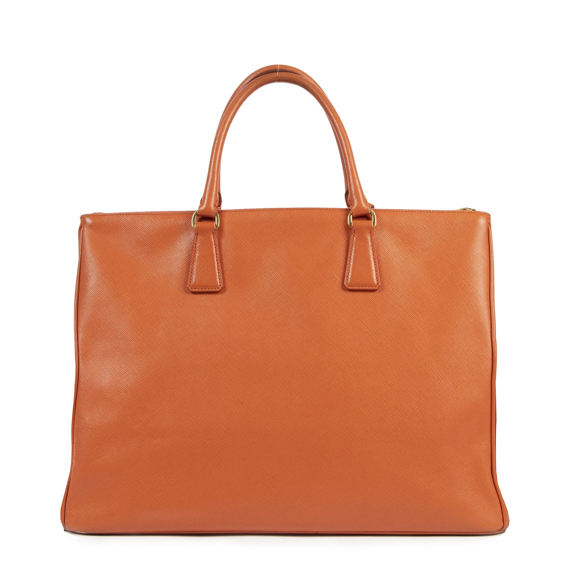 Authentique seconde-main vintage Prada Orange Saffiano Tote Bag achète en ligne webshop LabelLOV