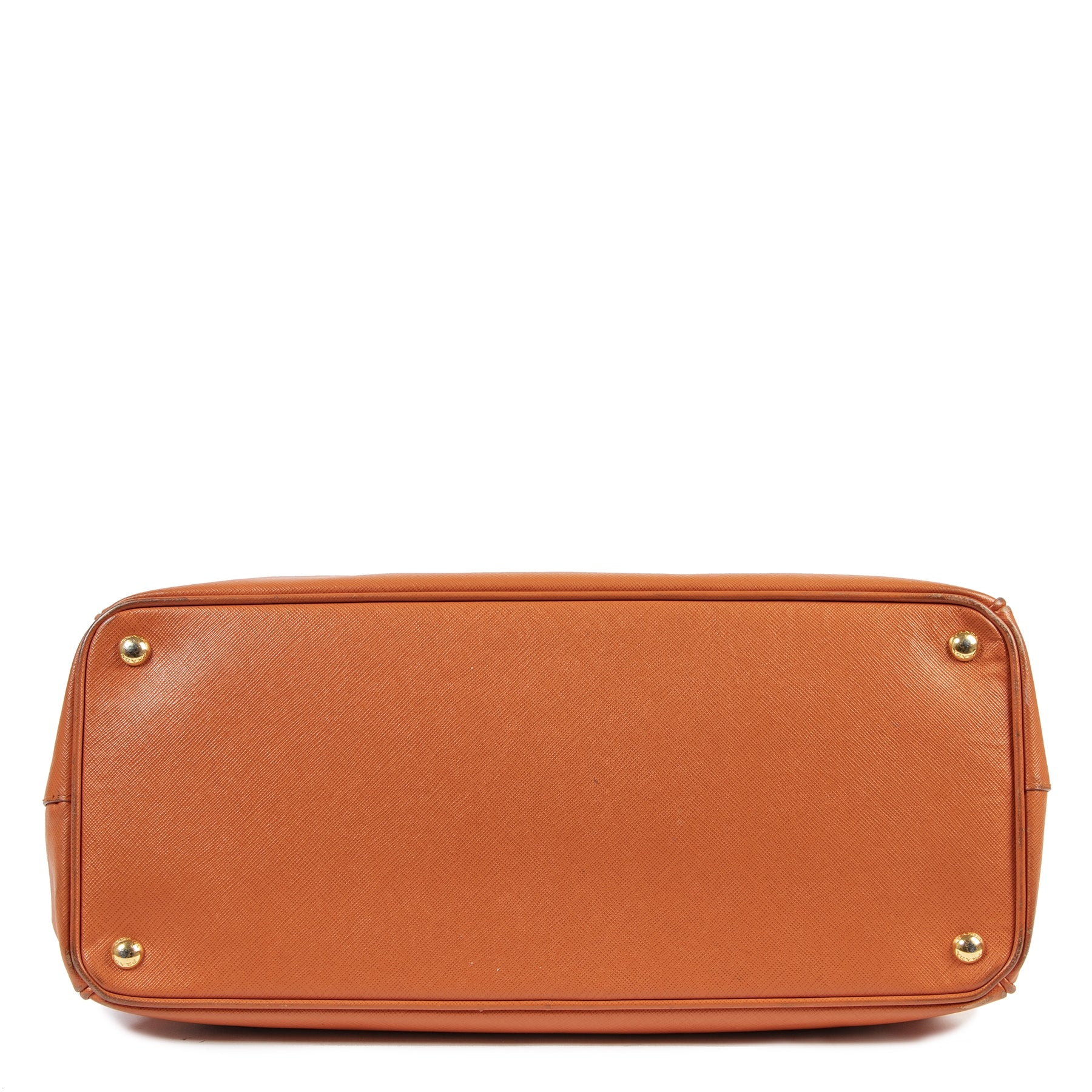 Authentieke tweedehands vintage Prada Orange Saffiano Tote Bag koop online webshop LabelLOV