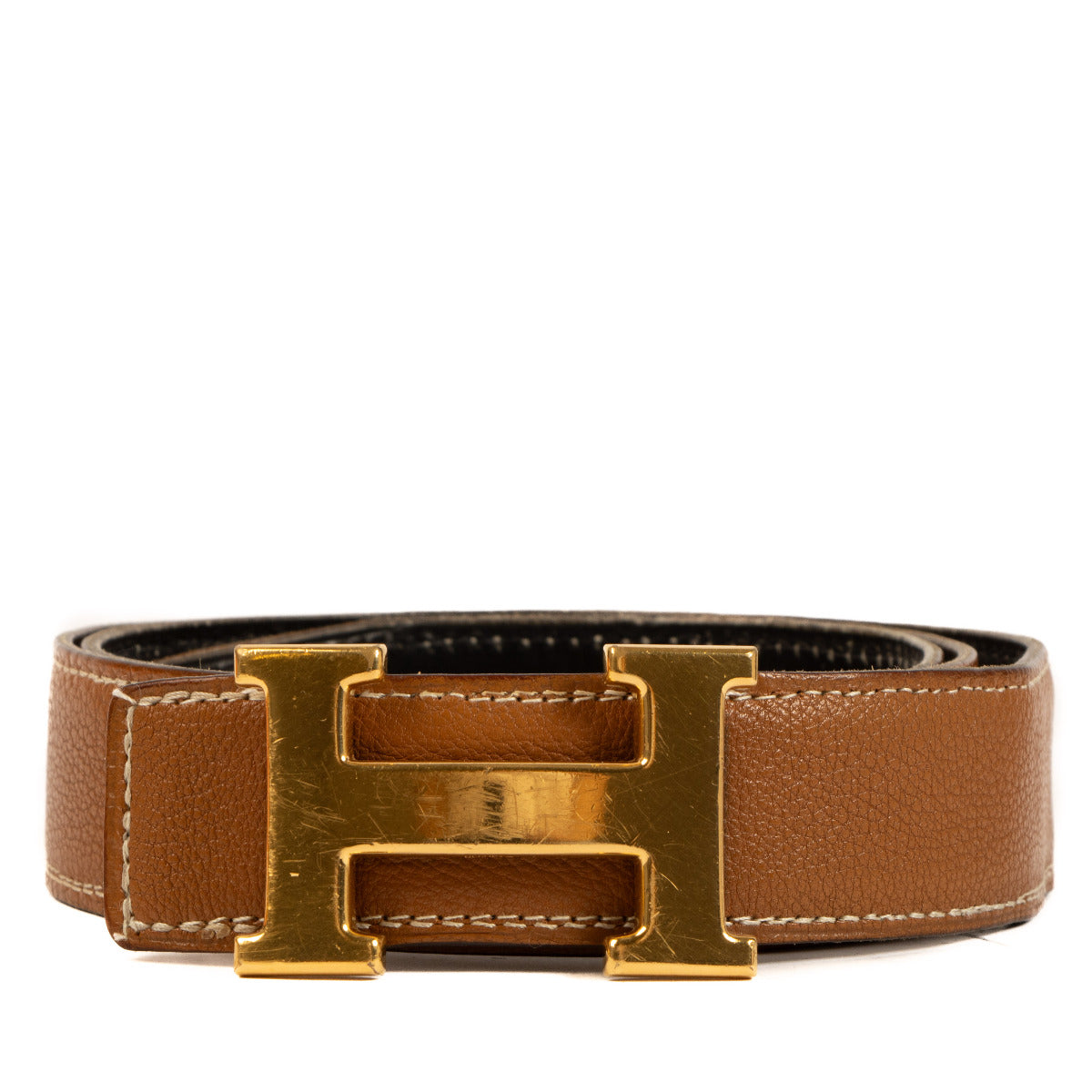Hermès Omkeerbare Zwart met Gouden Constance Riem - maat 85