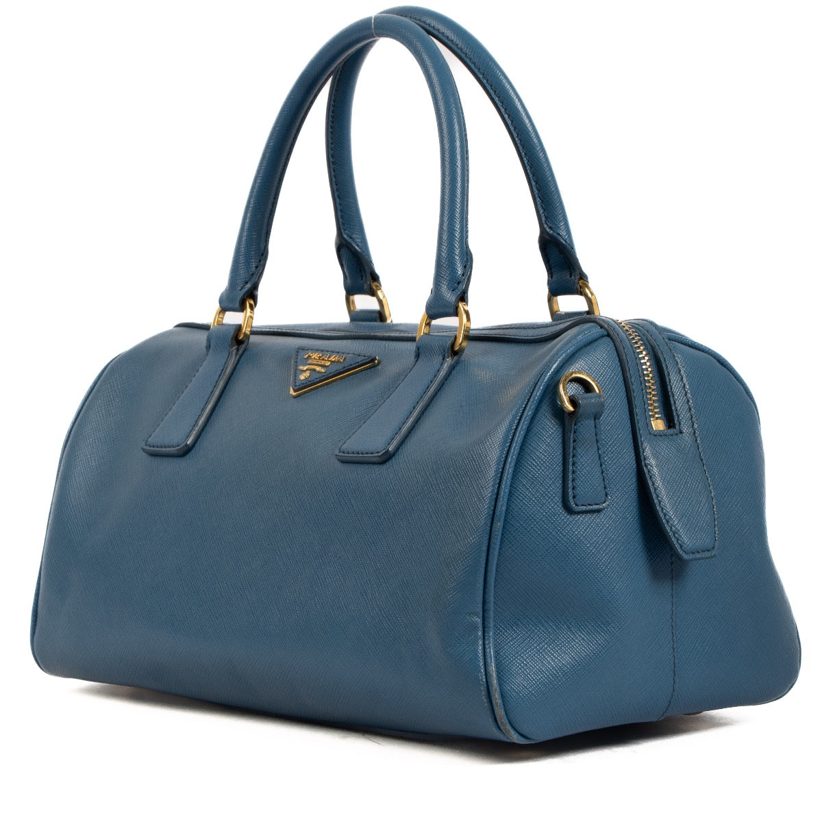 Shop 100% authentic second-hand Prada Blue Saffiano Lux Bowler on Labellov.com