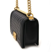 secondhand chanel black boy gold chain