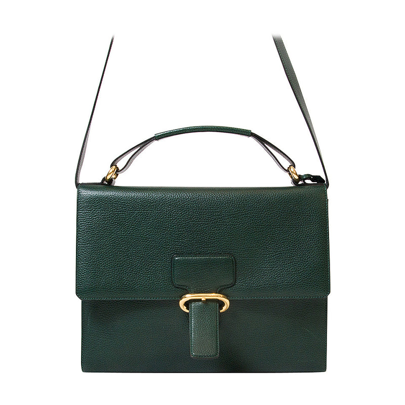 Delvaux Groene Schoudertas met Handvat Aktetas