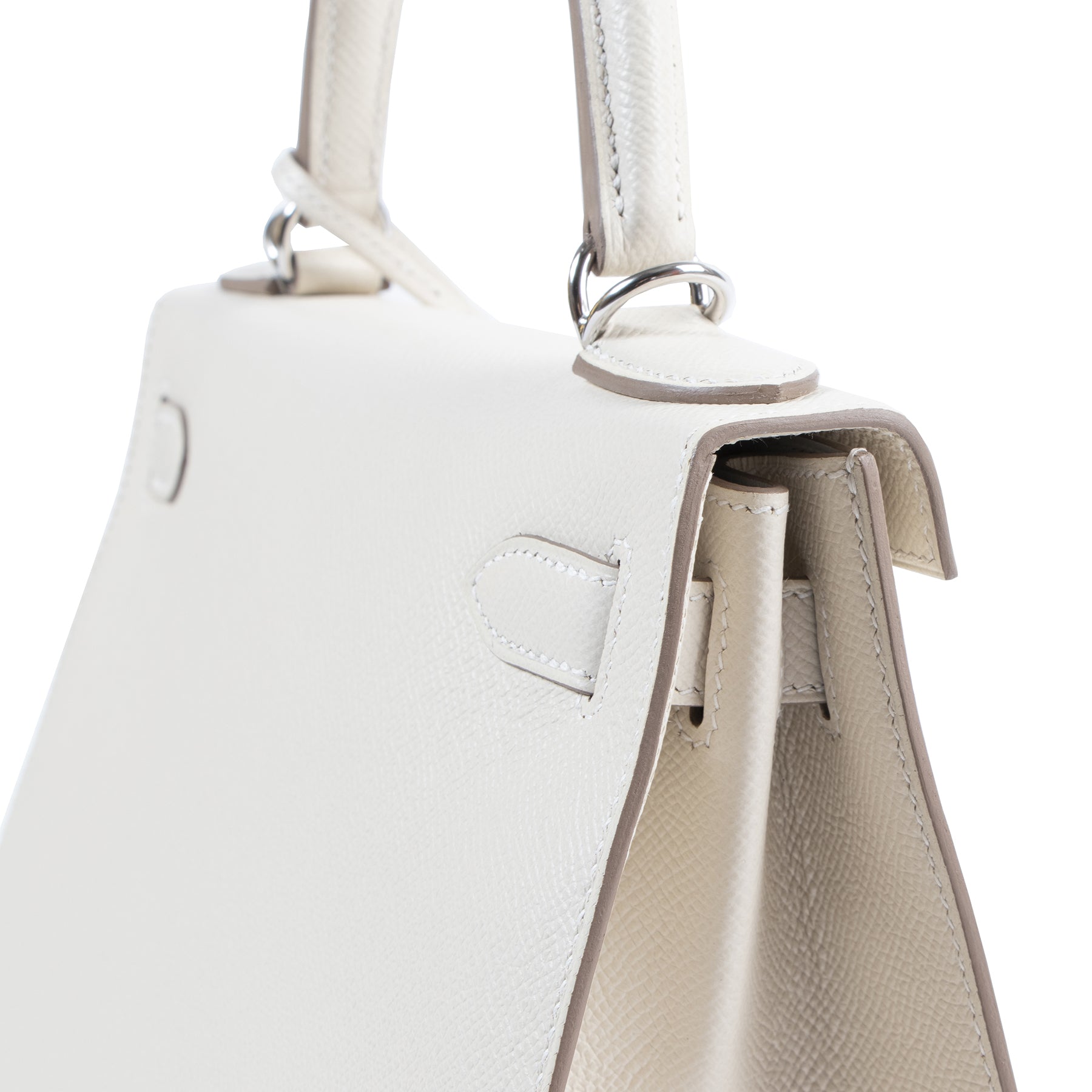 100% authentic *RARE HSS* Hermès Kelly 28 Sellier Epsom Perso Craie x Gris Perle GHW