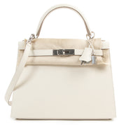 shop safe online *RARE HSS* Hermès Kelly 28 Sellier Epsom Perso Craie x Gris Perle GHW