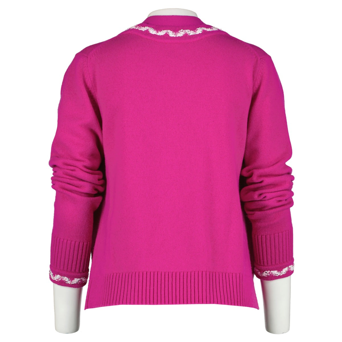 Shop authentic second hand luxury designer Chanel P70492 Spring 2021 Fuchsia Cashmere Cardigan at Labellov.
