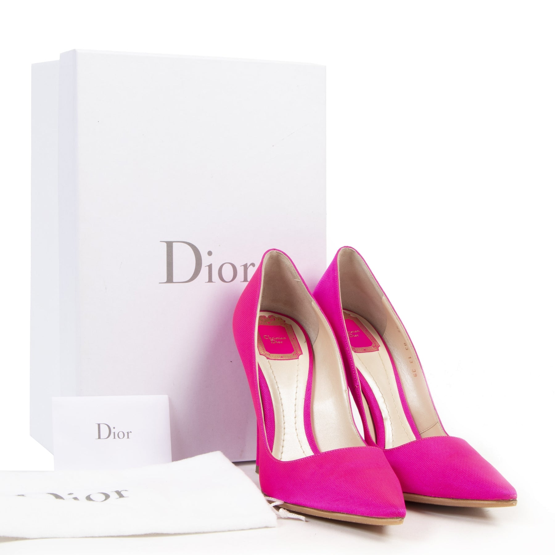 Authentieke tweedehands vintage Christian Dior Fluo Pink Pumps - Size 39 koop online webshop LabelLOV