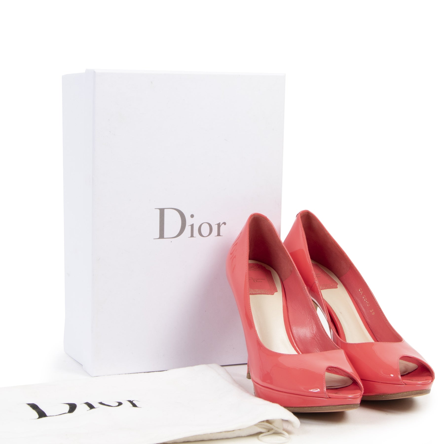 Authentieke tweedehands vintage Dior Pink Open Toe Pumps - Size 39 koop online webshop LabelLOV