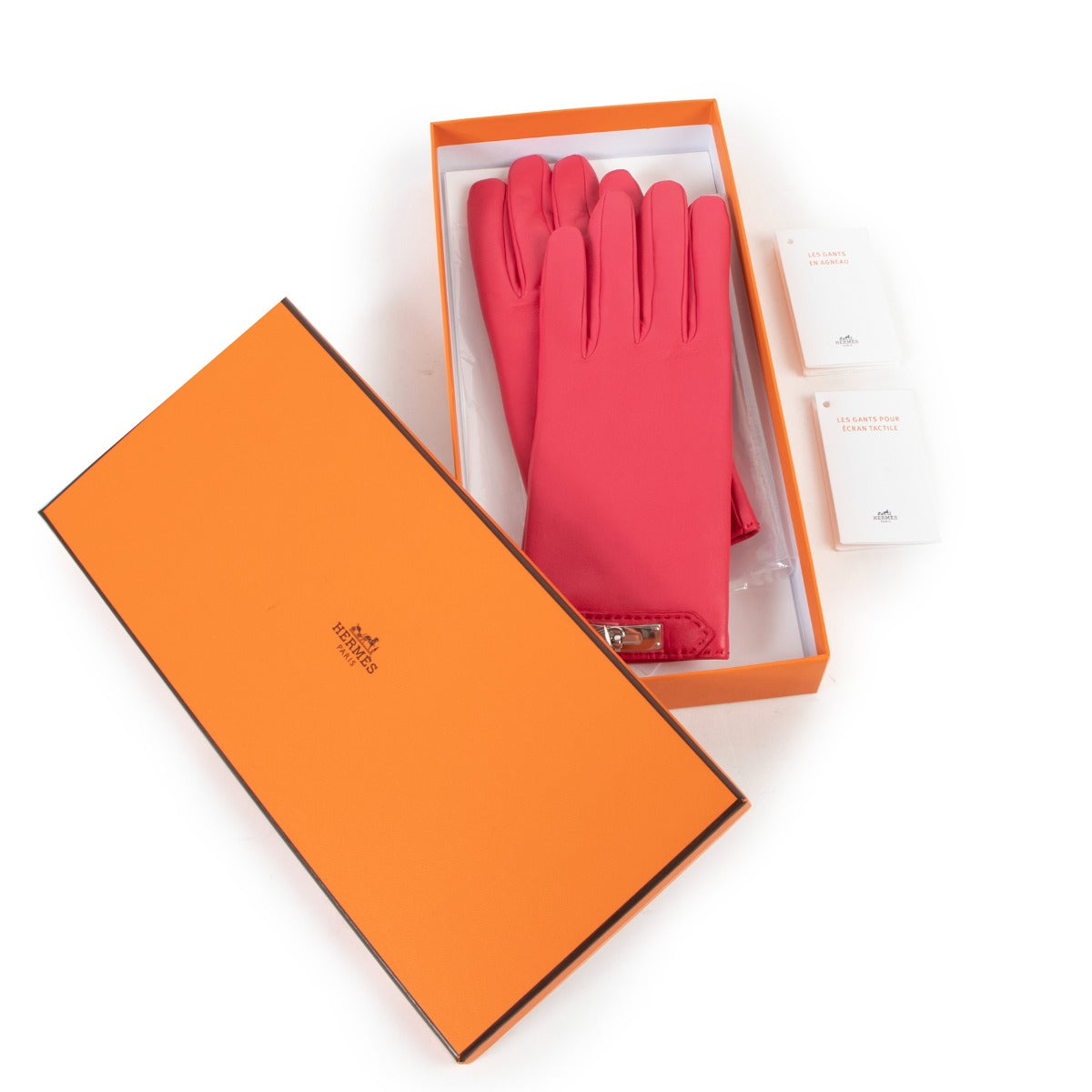 Hermès Framboise Soya Lambskin Gloves - Size 75